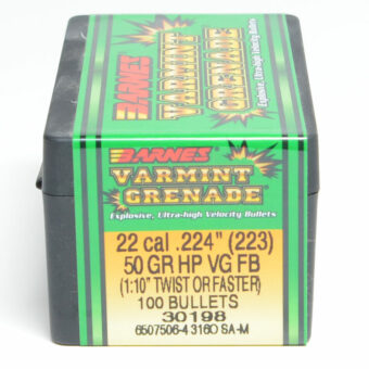Barnes Varmint Grenade Bullets .224 Diameter (22 Caliber) 50 Grain Hollow Point Flat Base
