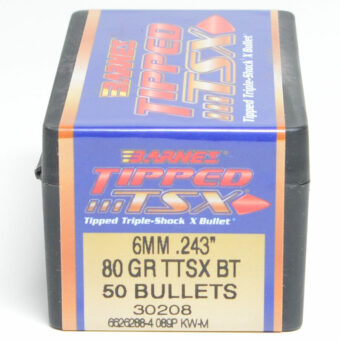 Barnes TTSX Bullets 0.243 (243 Caliber, 6mm) 80 Grain Polymer Tipped Box of 50