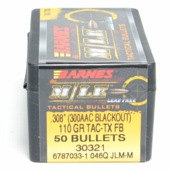 Barnes TAC-TX Bullets 0.308 (30 Caliber, 7.62mm) 110 Grain Polymer Tipped Box of 50