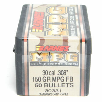 Barnes MPG Bullets 0.308 (30 Caliber, 7.62mm) 150 Grain Flat Base Hollow Point Box of 50