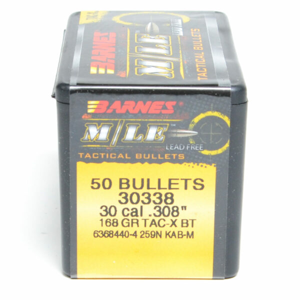 Barnes Tactical Bullets (.308 Diameter) 168 Grain Boat Tail Hollow Point Box of 50