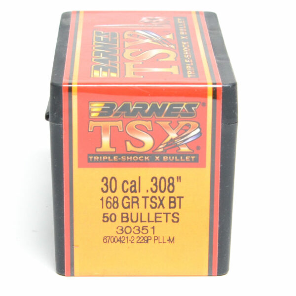 Barnes TSX Bullets 0.308 (30 Caliber, 7.62mm) 168 Grain Solid Hollow Point Box of 50