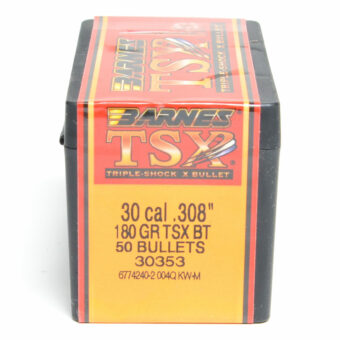 Barnes TSX Bullets 0.308 (30 Caliber, 7.62mm) 180 Grain Solid Hollow Point Box of 50