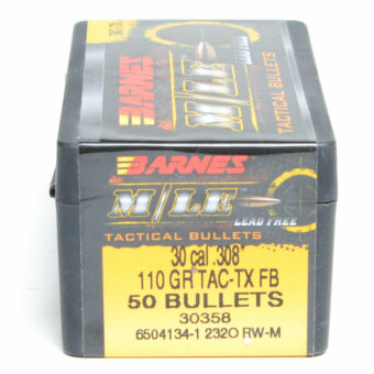 Barnes Tactical  Bullets (.308 Diameter) 110 Grain Flat Base Hollow Point Box of 50