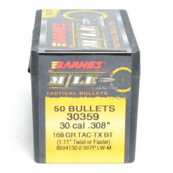 Barnes Tactical Bullets (.308 Diameter) 168 Grain Boat Tail Hollow Point Box of 50