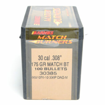 Barnes Match Burners Bullets 0.308 (30 Caliber, 7.62mm) 175 Grain Boat Tail Hollow Point Box of 100