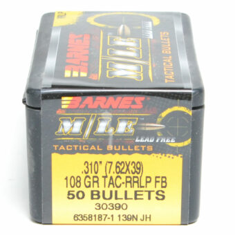 Barnes Tactical  Bullets 7.62x39mm (.310 Diameter) 108 Grain Flat Base Hollow Point Box of 50