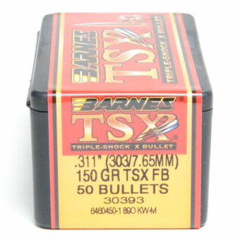 Barnes TSX Bullets 0.311 (303 Caliber) 150 Grain Solid Hollow Point Box of 50