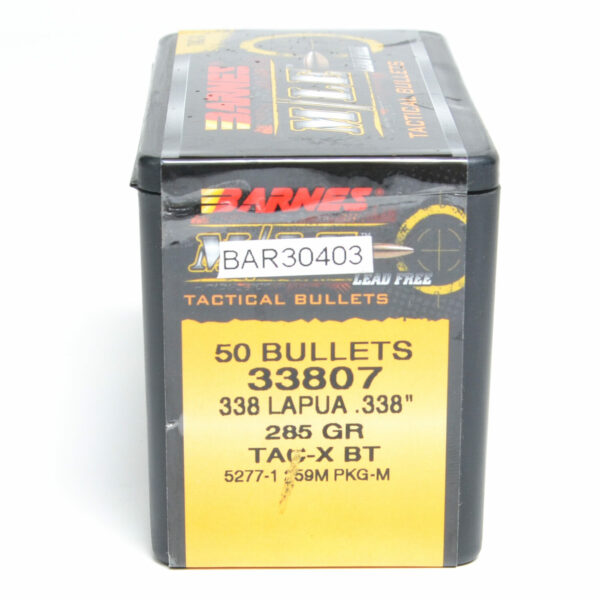 Barnes Tactical Bullets (.338 Diameter) 285 Grain Boat Tail Hollow Point Box of 50