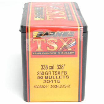 Barnes TSX Bullets 0.338 (338 Caliber) 250 Grain Solid Hollow Point Box of 50