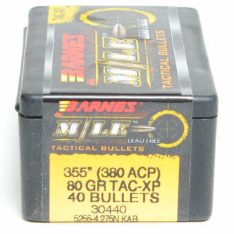 Barnes TAC-XP Bullets .355 Diameter (380 ACP) 80 Grain Jacketed Hollow Point Box of 40