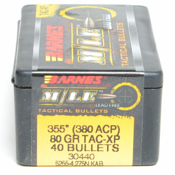 Barnes TAC-XP Bullets .355 Diameter (380 ACP) 80 Grain Jacketed Hollow Point Box of 40