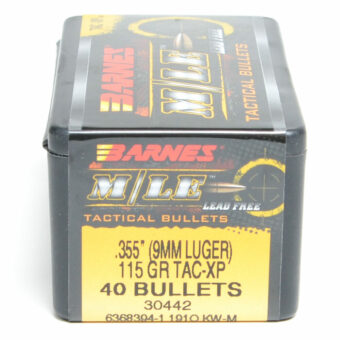 Barnes TAC-XP Bullets 0.355 (9mm) 115 Grain Jacketed Hollow Point Box of 40