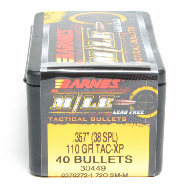 Barnes TAC-XP Bullets 0.357 (38 Special, 357 Magnum) 110 Grain Jacketed Hollow Point Box of 40