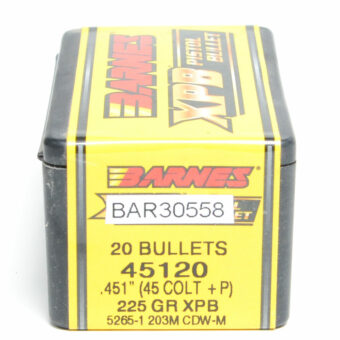 Barnes XPB Bullets 0.451 (45 Caliber) 225 Grain Jacketed Hollow Point Box of 20