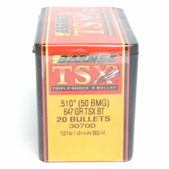 Barnes TSX Bullets 0.51 (50 Caliber) 647 Grain Solid Hollow Point Box of 20