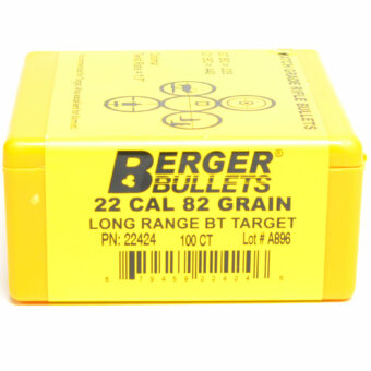 Berger Bullets (.224 Diameter) 82 Grain Boat Tail Hollow Point Box of 100