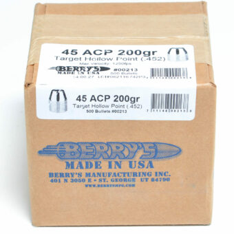 Berry's Target Bullets 0.452 (45 Caliber) 200 Grain Hollow Point Box of 500
