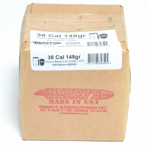 Berry's Bullets 0.357 (38 Special, 357 Magnum) 148 Grain Hollow Base Wadcutter Box of 1000