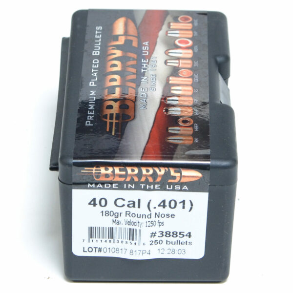 Berry's  Bullets .401 Diameter (40 Caliber, 10mm) 180 Grain Round Nose