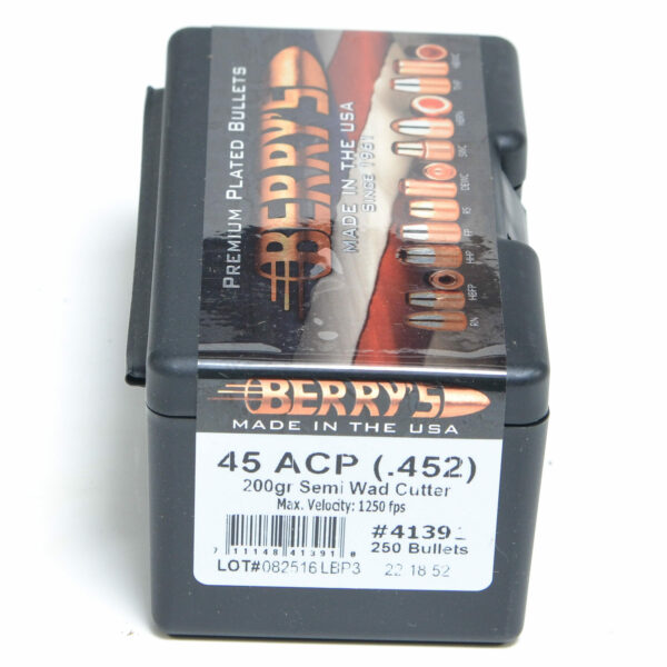 Berry's  Bullets .452 Diameter (45 Caliber) 200 Grain Semi Wadcutter
