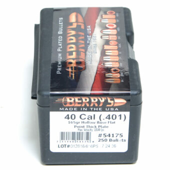 Berry's  Bullets .401 Diameter (40 Caliber, 10mm) 165 Grain Hollow Base Flat Point