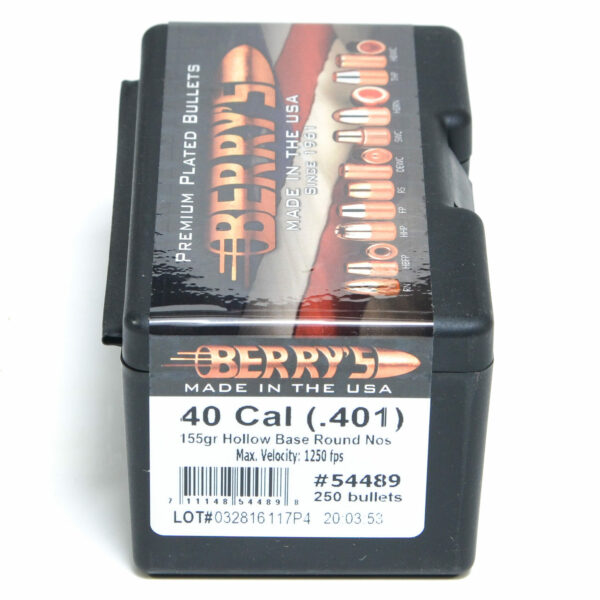 Berry's  Bullets .401 Diameter (40 Caliber, 10mm) 155 Grain Hollow Base Round Nose