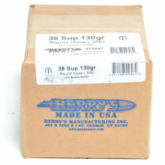 Berry's Bullets 0.356 (38 Super) 130 Grain Round Nose Box of 1000