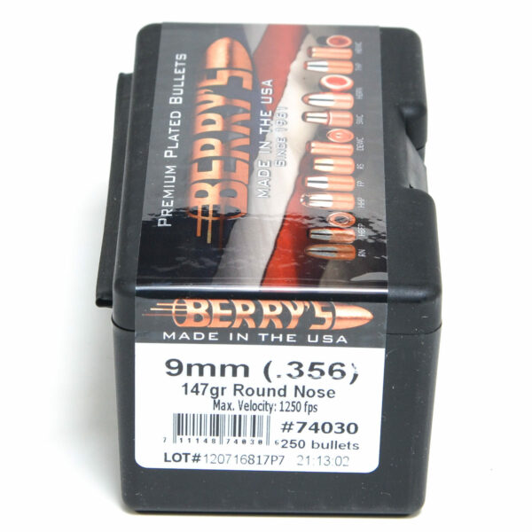 Berry's  Bullets .356 Diameter (9mm) 147 Grain Round Nose