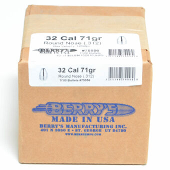 Berry's Bullets 0.312 (32 Caliber) 71 Grain Round Nose Box of 1000