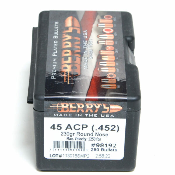 Berry's  Bullets .452 Diameter (45 Caliber) 230 Grain Round Nose