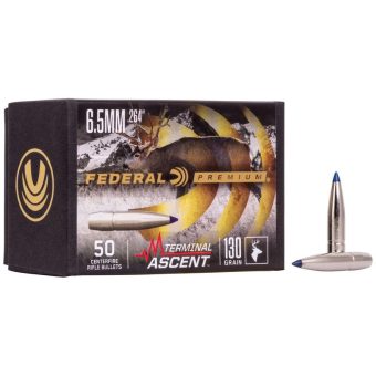 Federal Premium Terminal Ascent Bullets 0.264 (264 Caliber, 6.5mm) 130 Grain Polymer Tipped Box of 50