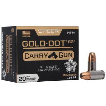 Speer Gold Dot Ammunition 9mm Luger 135 Grain Jacketed Hollow Point Box of 20