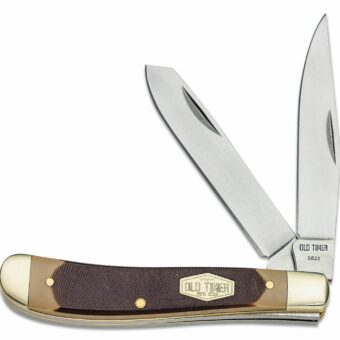 Old Timer Gunstock Trapper 2 Blade Folding Knife 3" Clip, Spey Point