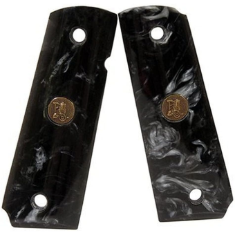 Pachmayr Custom Series Grips 1911 Commander, 1911 Government Brilliant Pearl Black Smooth