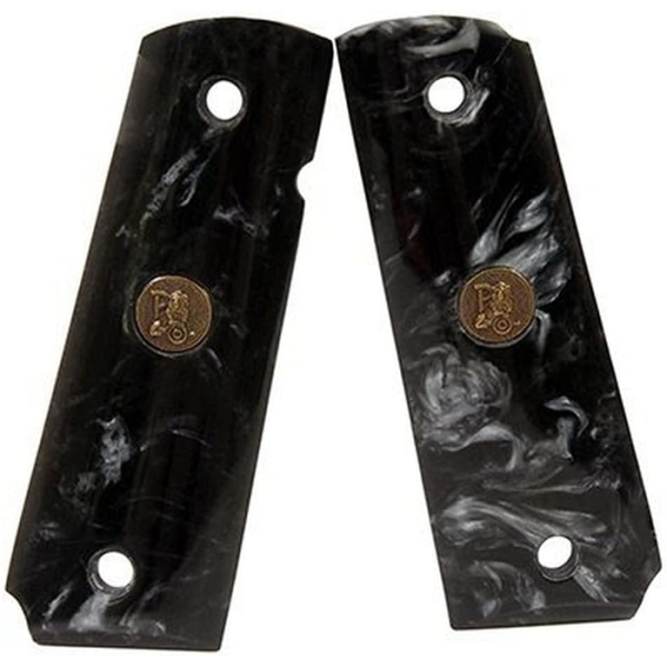 Pachmayr Custom Series Grips 1911 Commander, 1911 Government Brilliant Pearl Black Smooth