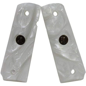 Pachmayr Custom Series Grips 1911 Commander, 1911 Government Brilliant Pearl White Smooth