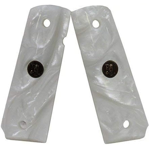 Pachmayr Custom Series Grips 1911 Commander, 1911 Government Brilliant Pearl White Smooth