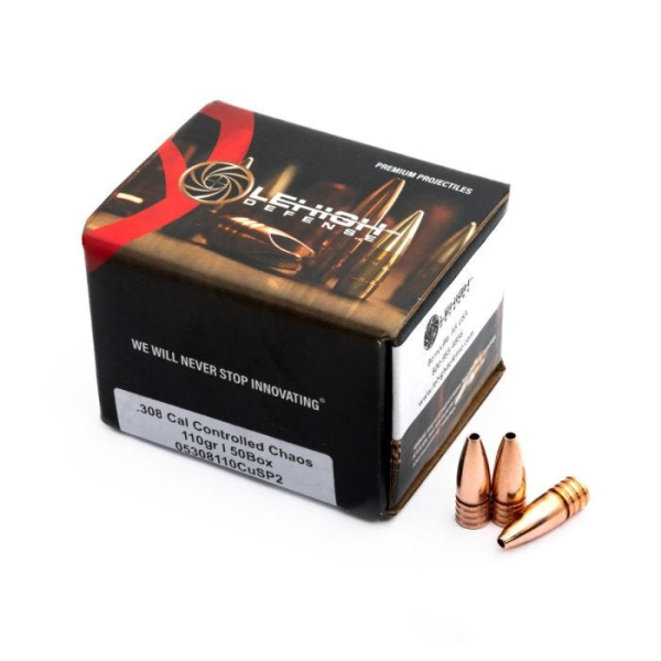 Lehigh Controlled Chaos Bullet 30 Caliber 308 Winchester, 300 Ham'R (.308 Diameter Bullet) 110 Grain Solid Hollow Point Box of 50