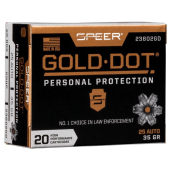 Speer Ammunition 25 ACP 35 Grain Gold Dot Hollow Point Box of 20