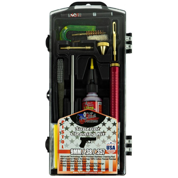 Pro-Shot Pistol Cleaning Kit 38/357 Caliber, 9mm