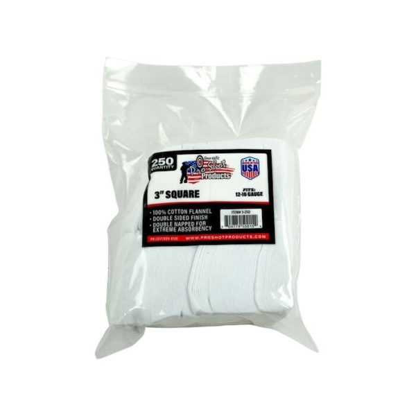 Pro-Shot Cotton Flannel Cleaning Patches 12-16 Gauge 3" Pack of 250
