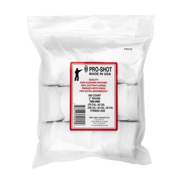 Pro-Shot Cotton Flannel Cleaning Patches 12-16 Gauge 3" Pack of 500