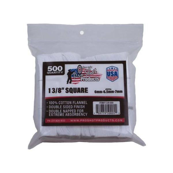 Pro-Shot Cotton Flannel Cleaning Patches 243 - 284 Caliber 1-3/8" Pack of 500