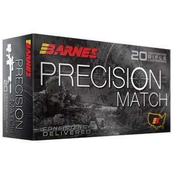 Barnes Precision Match Ammunition 223 Remington 55 Grain Match Burner Open Tip Match Box of 20