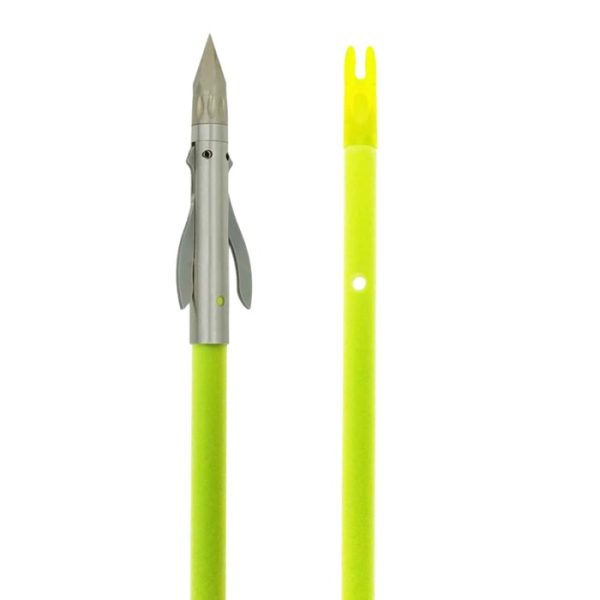 Muzzy Iron Fiberglass Bowfishing Arrow with 2-Barb Fish Point Chartreuse 32"