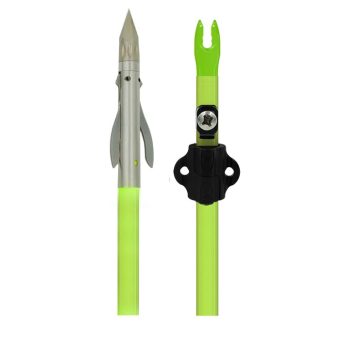 Muzzy Iron Fiberglass Bowfishing Arrow with 2-Barb Fish Point & Slide Chartreuse 32"