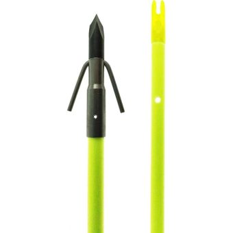 Muzzy Iron Fiberglass Bowfishing Arrow with 3-Barb Fish Point & Slide Chartreuse 32"