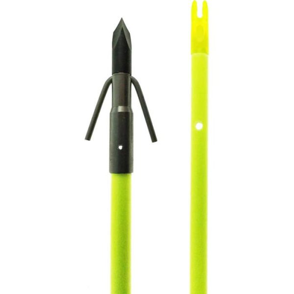Muzzy Iron Fiberglass Bowfishing Arrow with 3-Barb Fish Point & Slide Chartreuse 32"