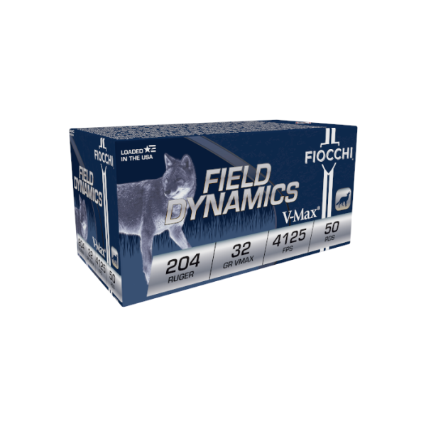 Fiocchi  Field Dynamics Ammunition 204 Ruger 32 Grain V-Max Polymer Tip Box of 50